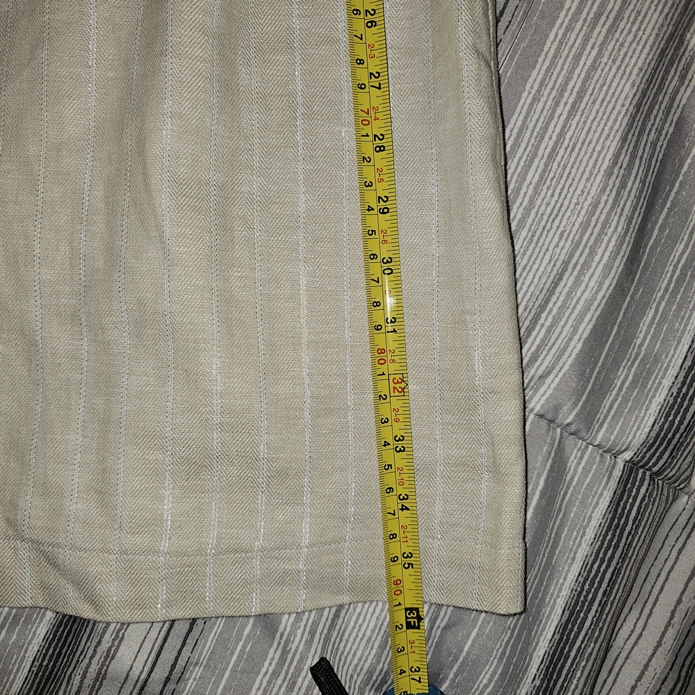 LOFT Linen Blend Sleeveless Shift Dress Size 4 Beige Shimmer Stripe A-Line - Picture 8 of 12